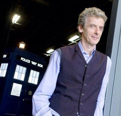 Peter Capaldi with the TARDIS on Day One of SERIES 8